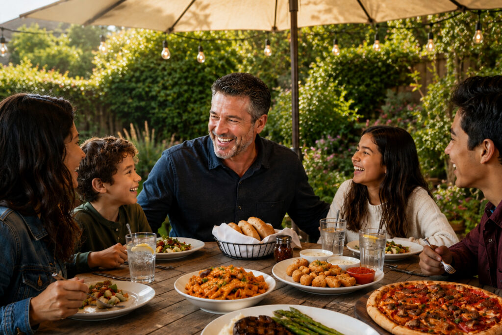 A family celebrating Father's Day at Bravo!